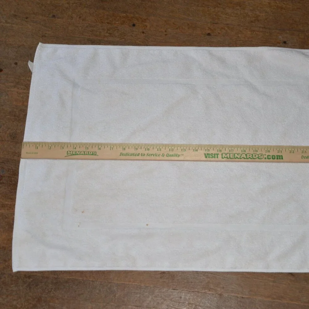 vintage Leshner white cotton blend bathroom bath rug hotel mat rectangular